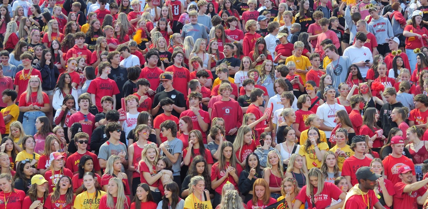 Student section (Rage Cage) at Big Walnut High School Homecoming football game