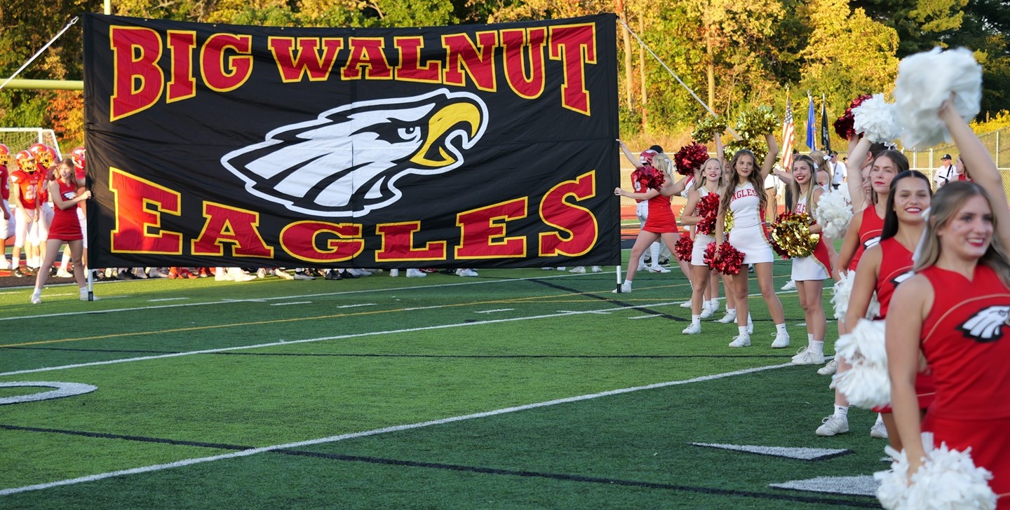 Banned for Big Walnut High School football players to run through reading: Big Walnut Eagles with cheerleaders
