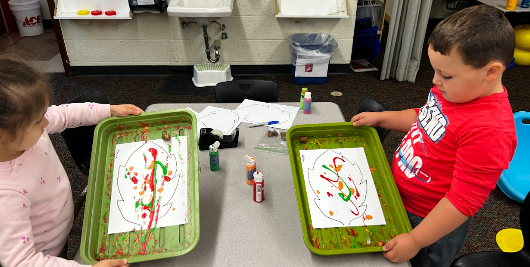 Doing a fall project at the Early Learning Center