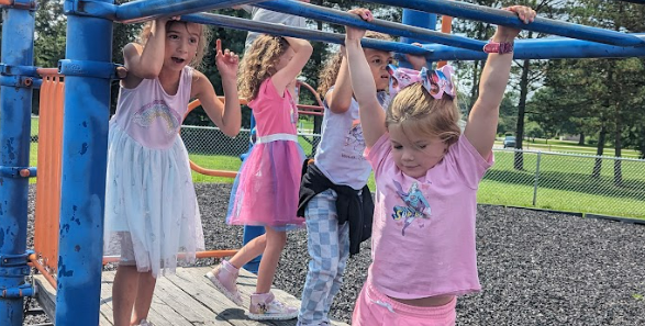 Hylen Souders Elementary recess time - playing on the monkey bars