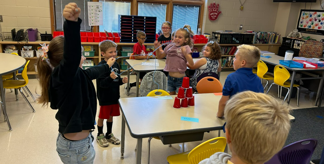 Students having fun in a classroom at General Rosecrans Elementary