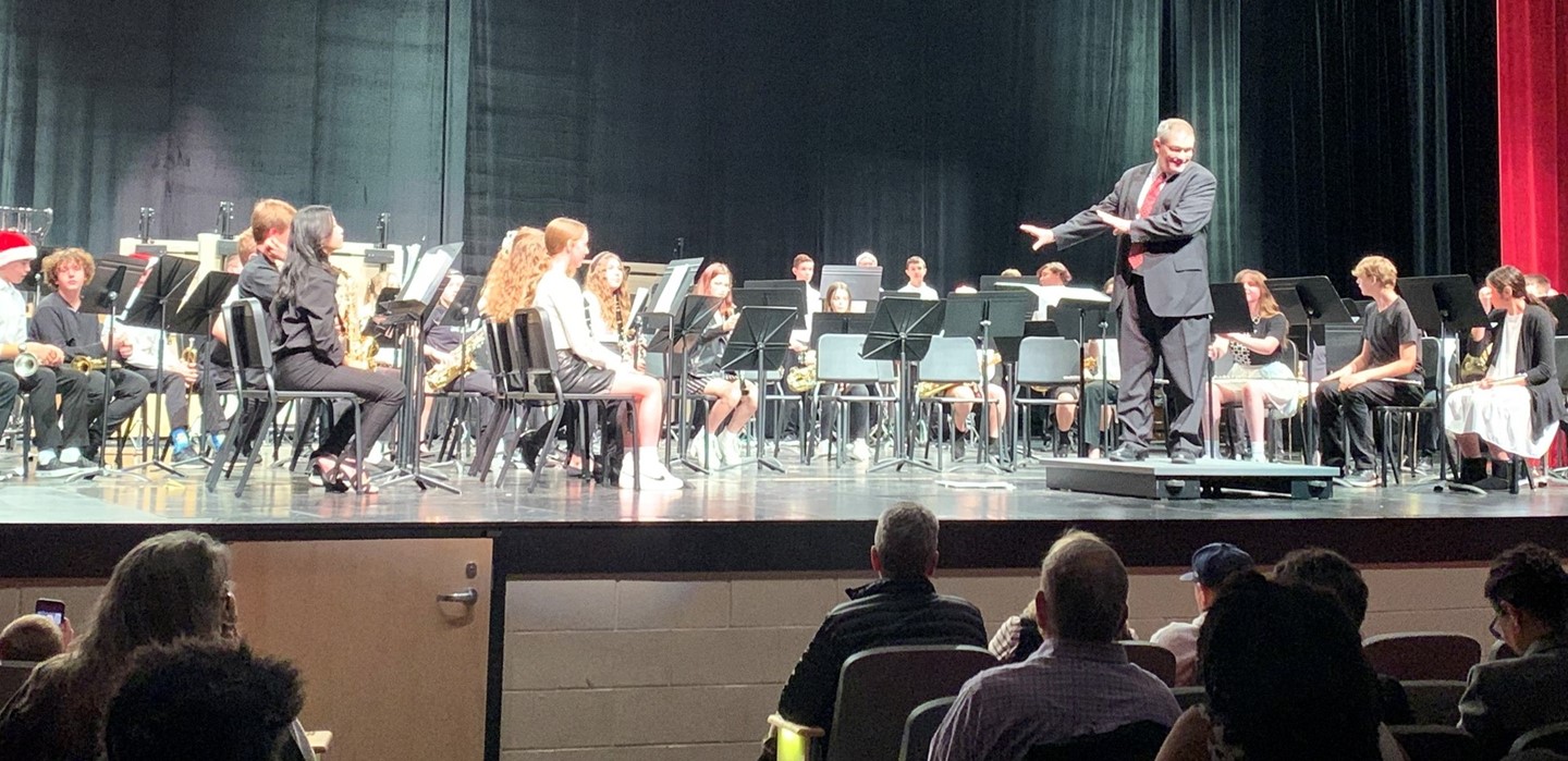 The Big Walnut Middle School band at the Winter Concert