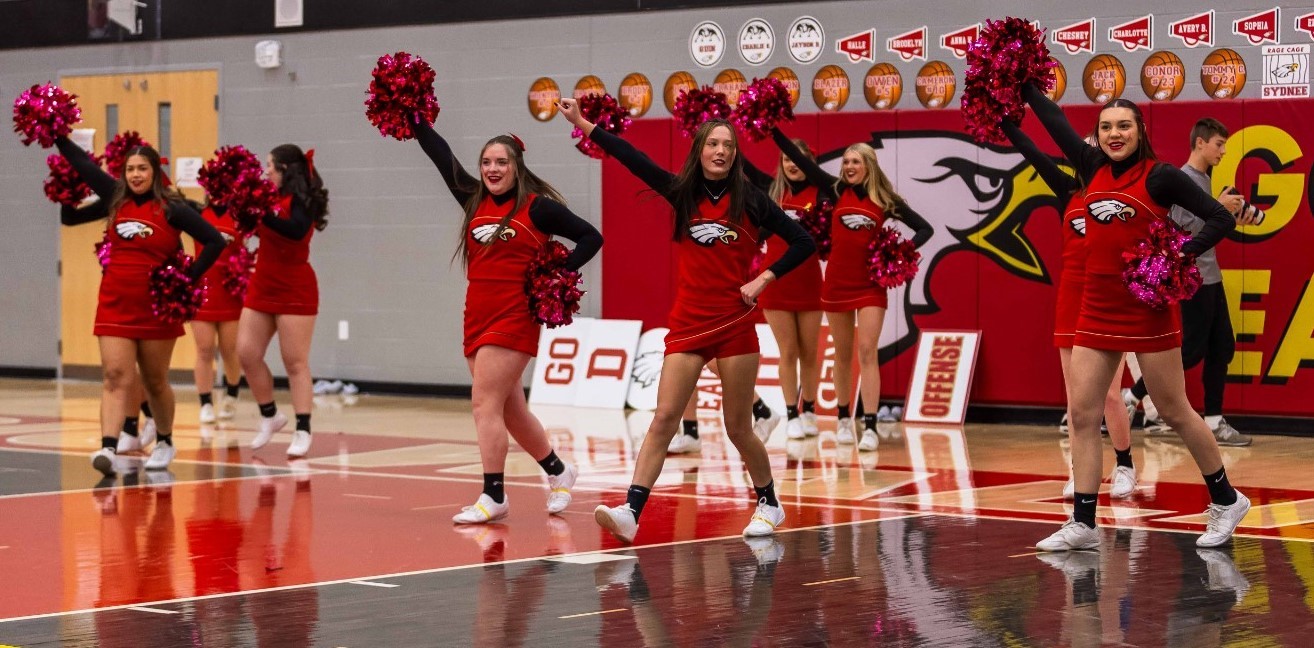 Big Walnut High School cheerleaders at a basketball game