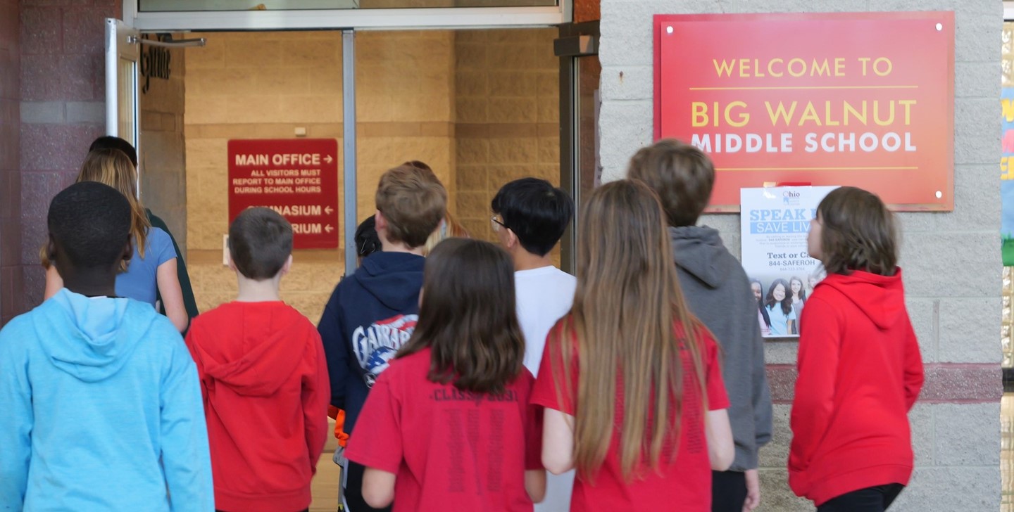Students on a tour at Big Walnut Middle School